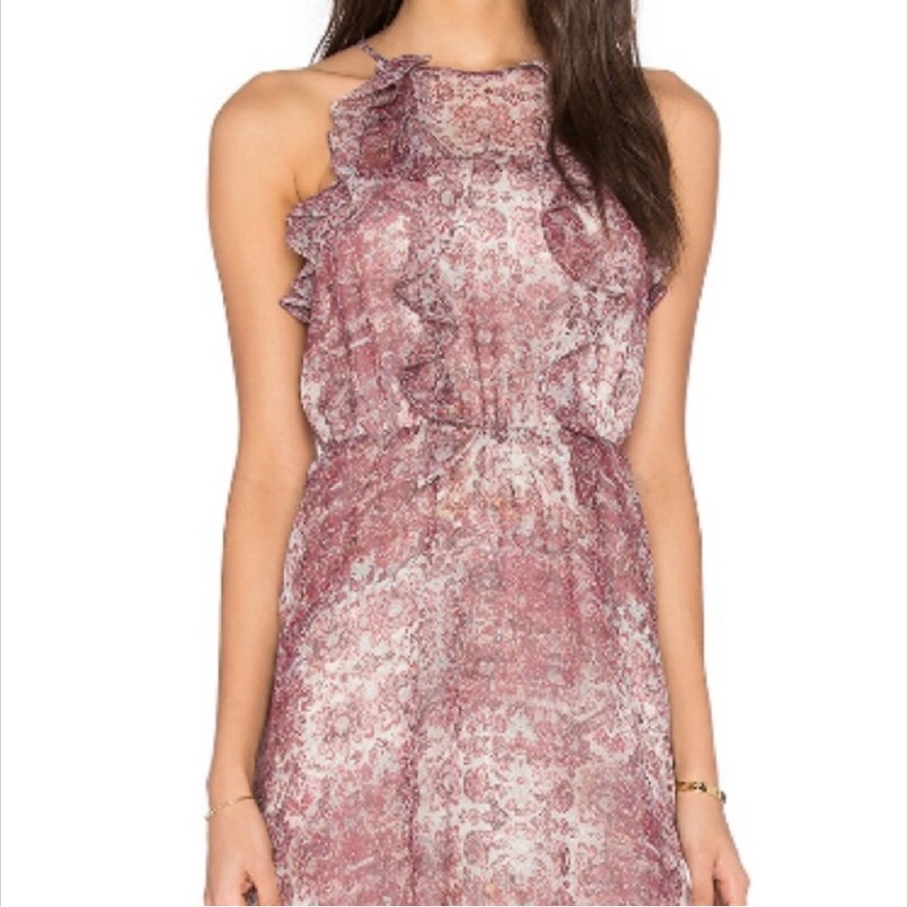 BCBGeneration Ruffle Front Dress in Mauve Mist